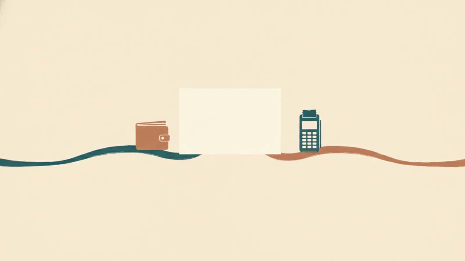 Wallet, blank document and card terminal illustrating two payment routes