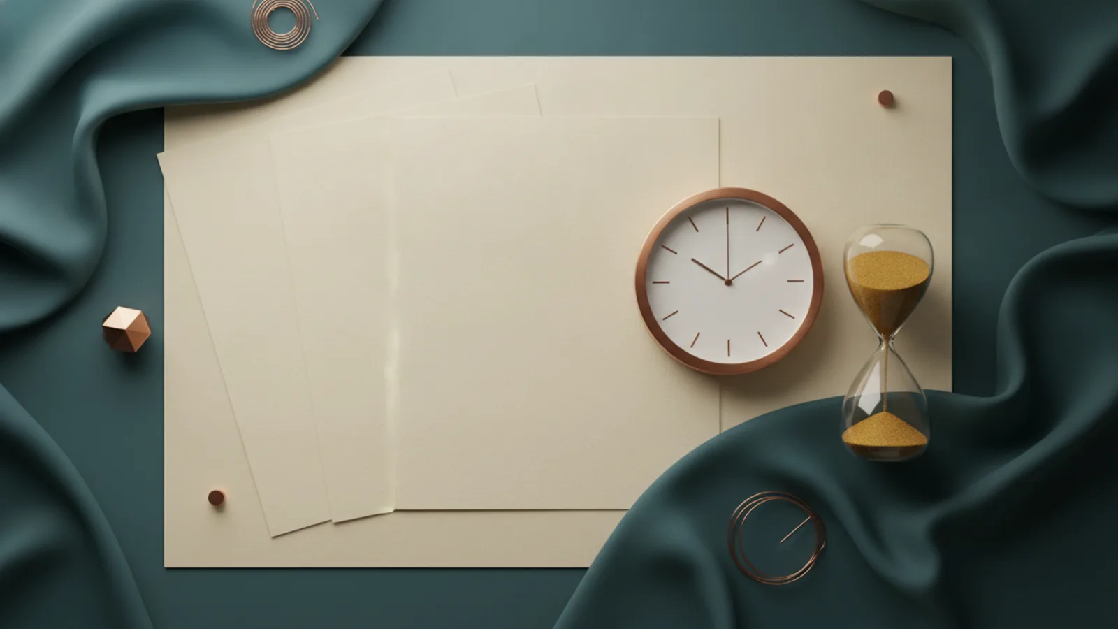 Calendar sheets, clock and hourglass illustrating waiting periods in a policy